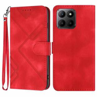 For Honor 70 Lite Line Pattern Skin Feel Leather Phone Case(Red)