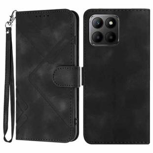 For Honor 70 Lite Line Pattern Skin Feel Leather Phone Case(Black)