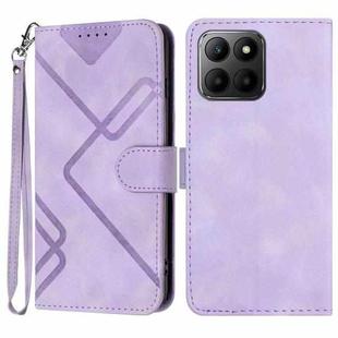 For Honor 70 Lite Line Pattern Skin Feel Leather Phone Case(Light Purple)