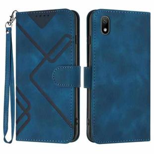 For Honor 8S Line Pattern Skin Feel Leather Phone Case(Royal Blue)