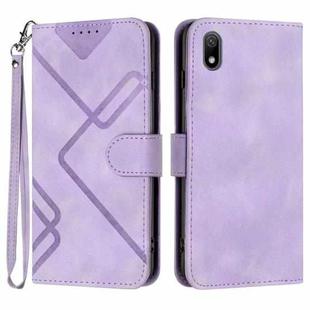 For Honor 8S Line Pattern Skin Feel Leather Phone Case(Light Purple)