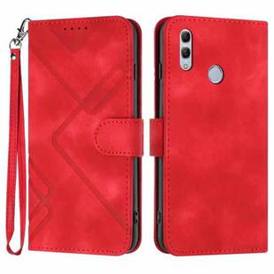 For Honor 10 Lite Line Pattern Skin Feel Leather Phone Case(Red)