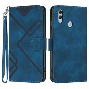 For Honor 10 Lite Line Pattern Skin Feel Leather Phone Case(Royal Blue)