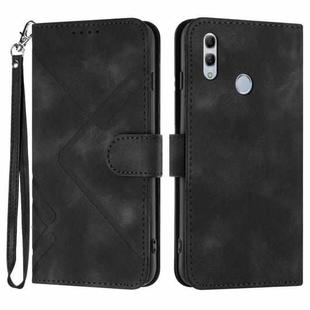 For Honor 10 Lite Line Pattern Skin Feel Leather Phone Case(Black)