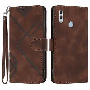 For Honor 10 Lite Line Pattern Skin Feel Leather Phone Case(Coffee)