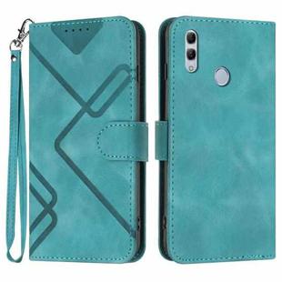 For Honor 10 Lite Line Pattern Skin Feel Leather Phone Case(Light Blue)