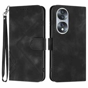 For Honor 70 Line Pattern Skin Feel Leather Phone Case(Black)