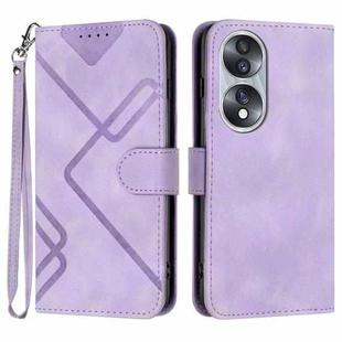 For Honor 70 Line Pattern Skin Feel Leather Phone Case(Light Purple)