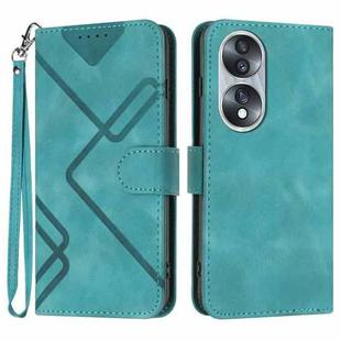 For Honor 70 Line Pattern Skin Feel Leather Phone Case(Light Blue)