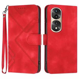 For Honor 70 Pro / 70 Pro+ Line Pattern Skin Feel Leather Phone Case(Red)