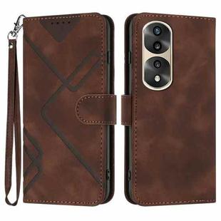 For Honor 70 Pro / 70 Pro+ Line Pattern Skin Feel Leather Phone Case(Coffee)