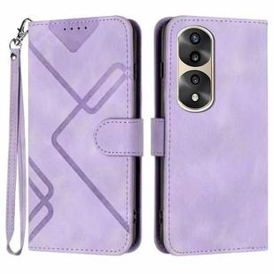 For Honor 70 Pro / 70 Pro+ Line Pattern Skin Feel Leather Phone Case(Light Purple)