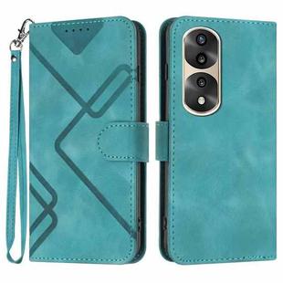 For Honor 70 Pro / 70 Pro+ Line Pattern Skin Feel Leather Phone Case(Light Blue)