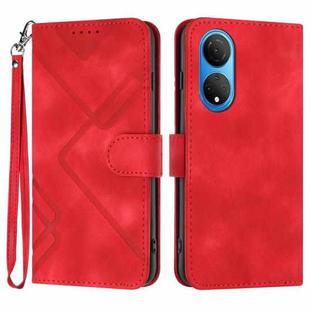 For Honor X7 4G/Play 30 Plus Line Pattern Skin Feel Leather Phone Case(Red)