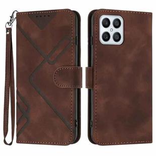 For Honor X8 4G/X30i/Play6T Pro Line Pattern Skin Feel Leather Phone Case(Coffee)