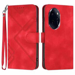 For Honor 100 Pro Line Pattern Skin Feel Leather Phone Case(Red)