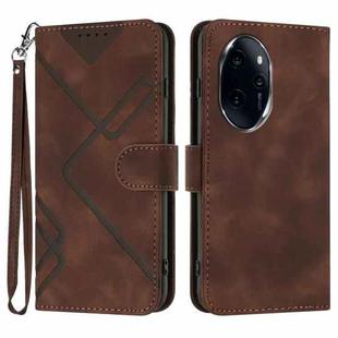 For Honor 100 Pro Line Pattern Skin Feel Leather Phone Case(Coffee)