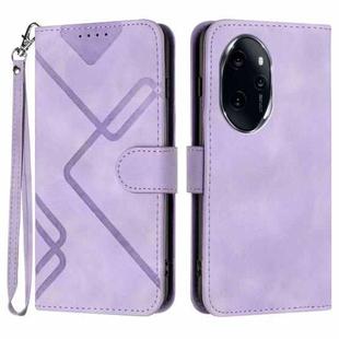 For Honor 100 Pro Line Pattern Skin Feel Leather Phone Case(Light Purple)