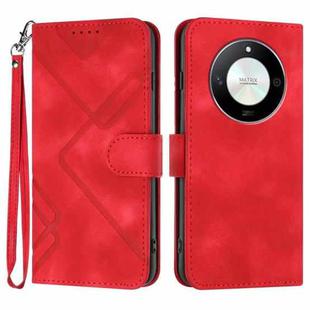 For Honor X50 / X9b Line Pattern Skin Feel Leather Phone Case(Red)