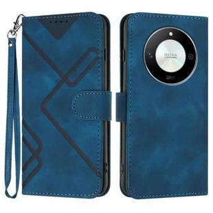 For Honor X50 / X9b Line Pattern Skin Feel Leather Phone Case(Royal Blue)