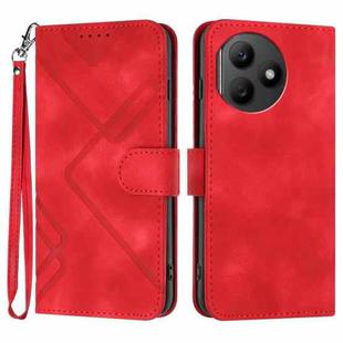 For Honor X50i+ Line Pattern Skin Feel Leather Phone Case(Red)