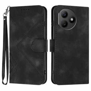 For Honor X50i+ Line Pattern Skin Feel Leather Phone Case(Black)