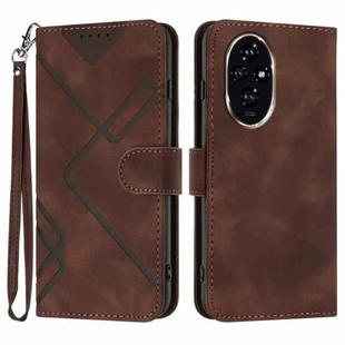 For Honor 200 Line Pattern Skin Feel Leather Phone Case(Coffee)