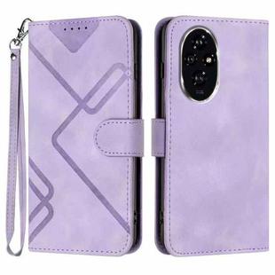 For Honor 200 Line Pattern Skin Feel Leather Phone Case(Light Purple)