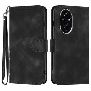 For Honor 200 Pro Line Pattern Skin Feel Leather Phone Case(Black)