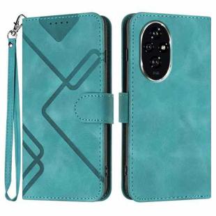 For Honor 200 Pro Line Pattern Skin Feel Leather Phone Case(Light Blue)