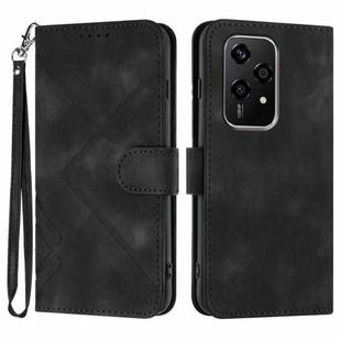 For Honor 200 Lite Global Line Pattern Skin Feel Leather Phone Case(Black)