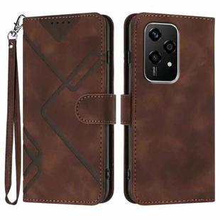 For Honor 200 Lite Global Line Pattern Skin Feel Leather Phone Case(Coffee)