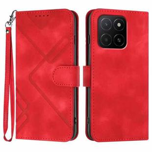 For Honor X5b / X5b Plus Global Line Pattern Skin Feel Leather Phone Case(Red)