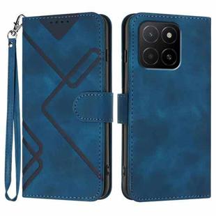 For Honor X5b / X5b Plus Global Line Pattern Skin Feel Leather Phone Case(Royal Blue)