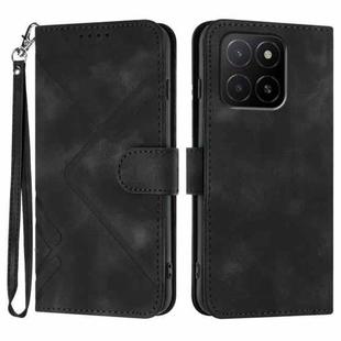 For Honor X5b / X5b Plus Global Line Pattern Skin Feel Leather Phone Case(Black)