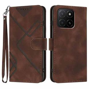 For Honor X5b / X5b Plus Global Line Pattern Skin Feel Leather Phone Case(Coffee)