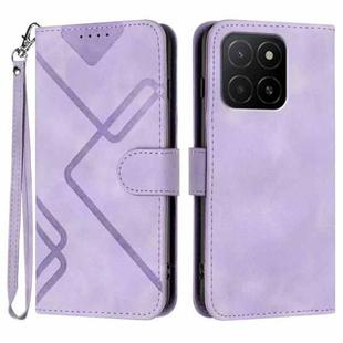 For Honor X5b / X5b Plus Global Line Pattern Skin Feel Leather Phone Case(Light Purple)