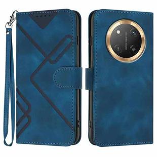 For Honor X9c Global Line Pattern Skin Feel Leather Phone Case(Royal Blue)