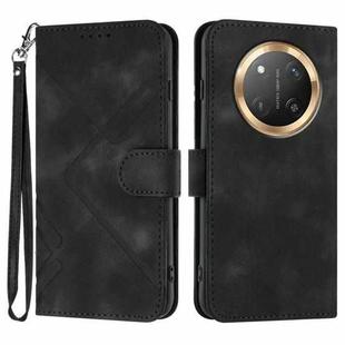 For Honor X9c Global Line Pattern Skin Feel Leather Phone Case(Black)