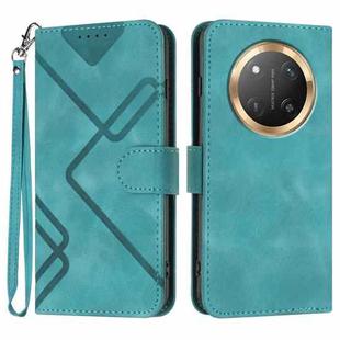 For Honor X9c Global Line Pattern Skin Feel Leather Phone Case(Light Blue)