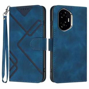 For Honor 300 Line Pattern Skin Feel Leather Phone Case(Royal Blue)