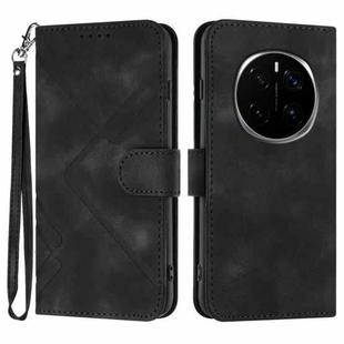 For Honor Magic7 Pro Line Pattern Skin Feel Leather Phone Case(Black)