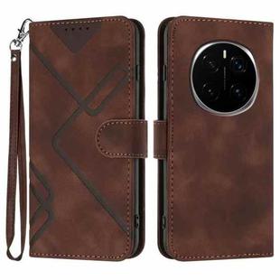 For Honor Magic7 Pro Line Pattern Skin Feel Leather Phone Case(Coffee)