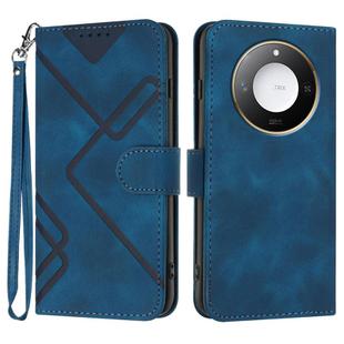 For Honor X60 / X9c Smart Line Pattern Skin Feel Leather Phone Case(Royal Blue)
