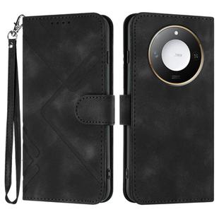 For Honor X60 / X9c Smart Line Pattern Skin Feel Leather Phone Case(Black)