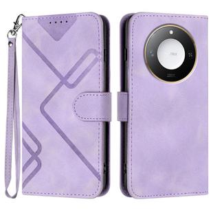 For Honor X60 / X9c Smart Line Pattern Skin Feel Leather Phone Case(Light Purple)
