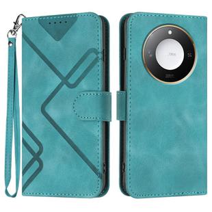For Honor X60 / X9c Smart Line Pattern Skin Feel Leather Phone Case(Light Blue)