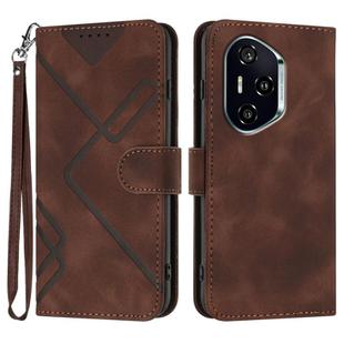 For Honor 400 Line Pattern Skin Feel Leather Phone Case(Coffee)
