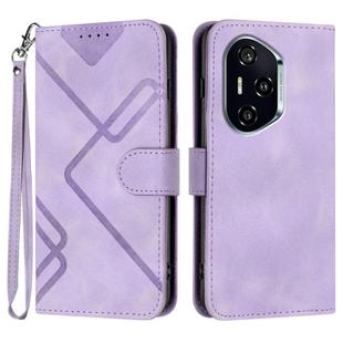 For Honor 400 Global 156.5mm Line Pattern Skin Feel Leather Phone Case(Light Purple)