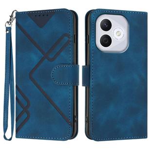 For Honor 400 Lite Global Line Pattern Skin Feel Leather Phone Case(Royal Blue)